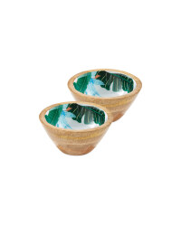 Small Floral Mango Wood Bowls 2 Pack