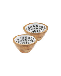 Small Geo Mango Wood Bowls 2 Pack