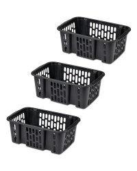 Small Plastic Basket 3 Pack - Dark Grey