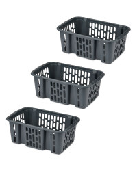 Small Plastic Basket 3 Pack - Light Grey