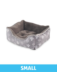 Small Plush Pet Bed - Grey Cactus