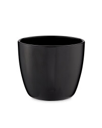Small Shiny Ceramic Pots 15cm - Black