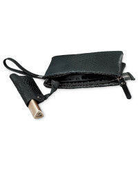 Snake Skin Clutch Bag - Black