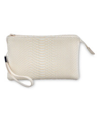 Snake Skin Clutch Bag - Nude