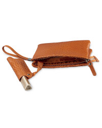 Snake Skin Clutch Bag - Tan