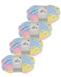 So Crafty Stripe Baby Yarn 4-Pack - Yellow/Pink/Blue