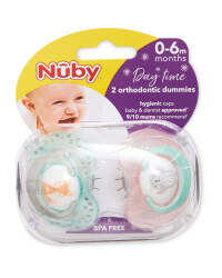 Nuby Animal Day Soothers 0-6 Months
