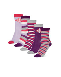 Purple Striped Crew Socks 5 Pack