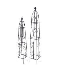 Square Black Garden Obelisks 2 Pack