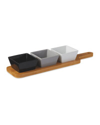Crofton Serving Board & Square Bowls - Greyscale