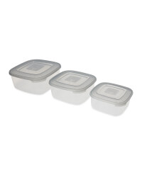 Square Storage Containers 3 Pack - Grey