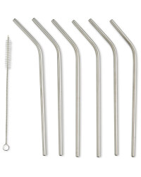 Stainless Steel Bent Straws 6 Pack