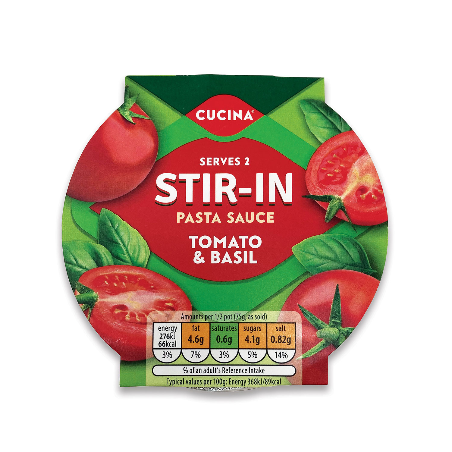 Stir In
Pasta Sauce
Tomato & Basil