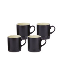 Stoneware Mugs 4 Pack Black