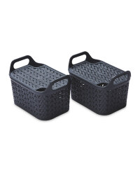 Strata Lidded Baskets 2 Pack - Charcoal