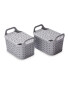 Strata Lidded Baskets 2 Pack - Cool Grey