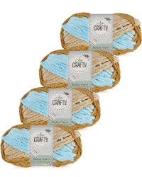 So Crafty Stripe Baby Yarn 4-Pack - Blue/Cream/Brown