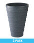 Tall Charcoal Round Planter 2 Pack