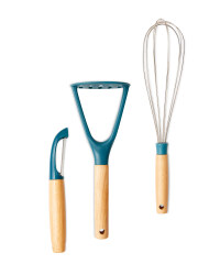 Teal Wooden Kitchen Gadgets Set