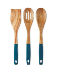 Teal Wooden Utensil 3 Pack