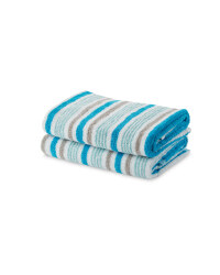 Thin Stripe Hand Towel 2 Pack - Blue & Grey