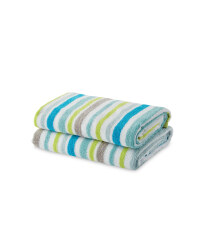 Thin Stripe Hand Towel 2 Pack - Orange & Green