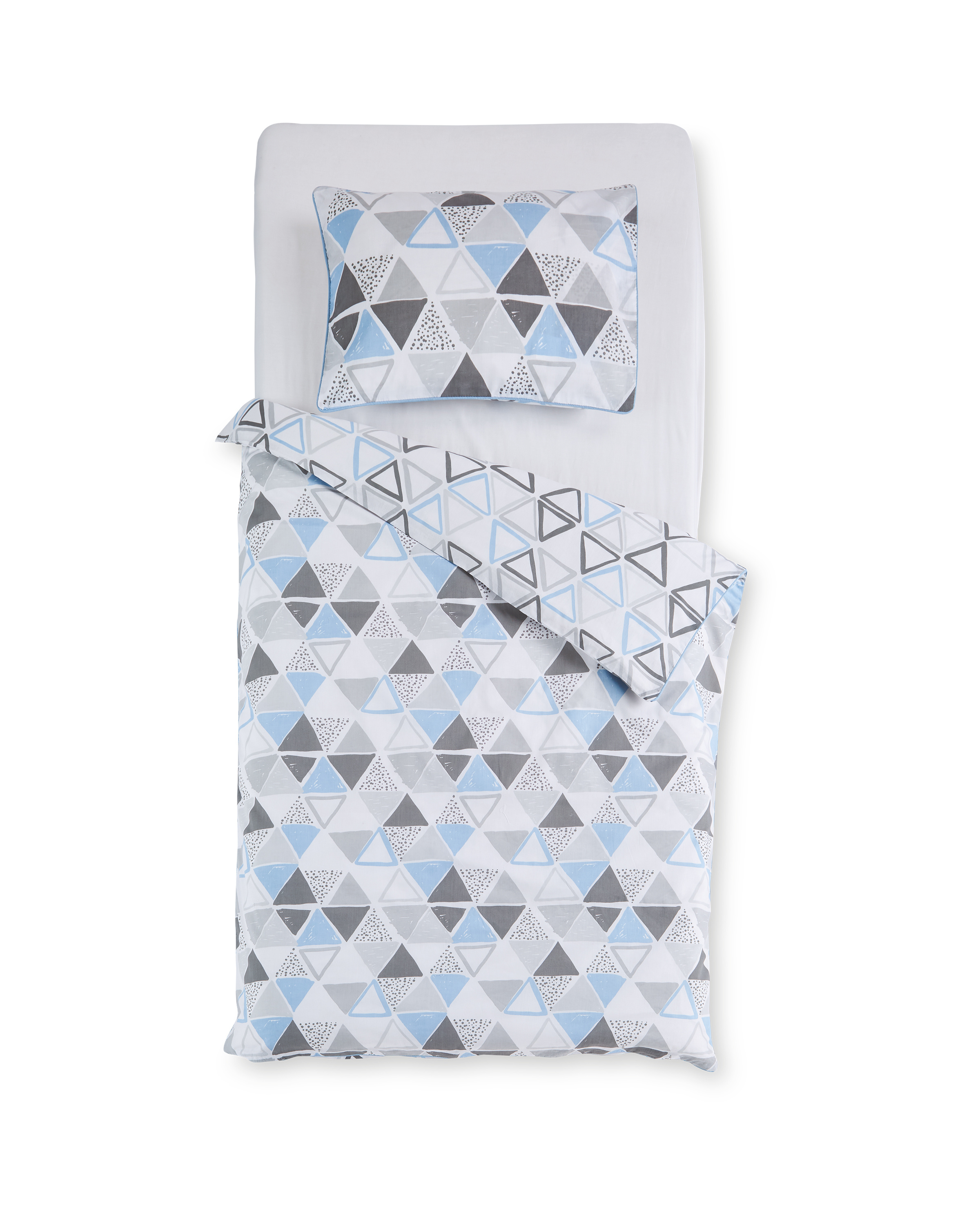 Blue Geometric Toddler Duvet Set Aldi Uk