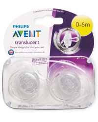 Translucent 0-6m Soothers 2 Pack