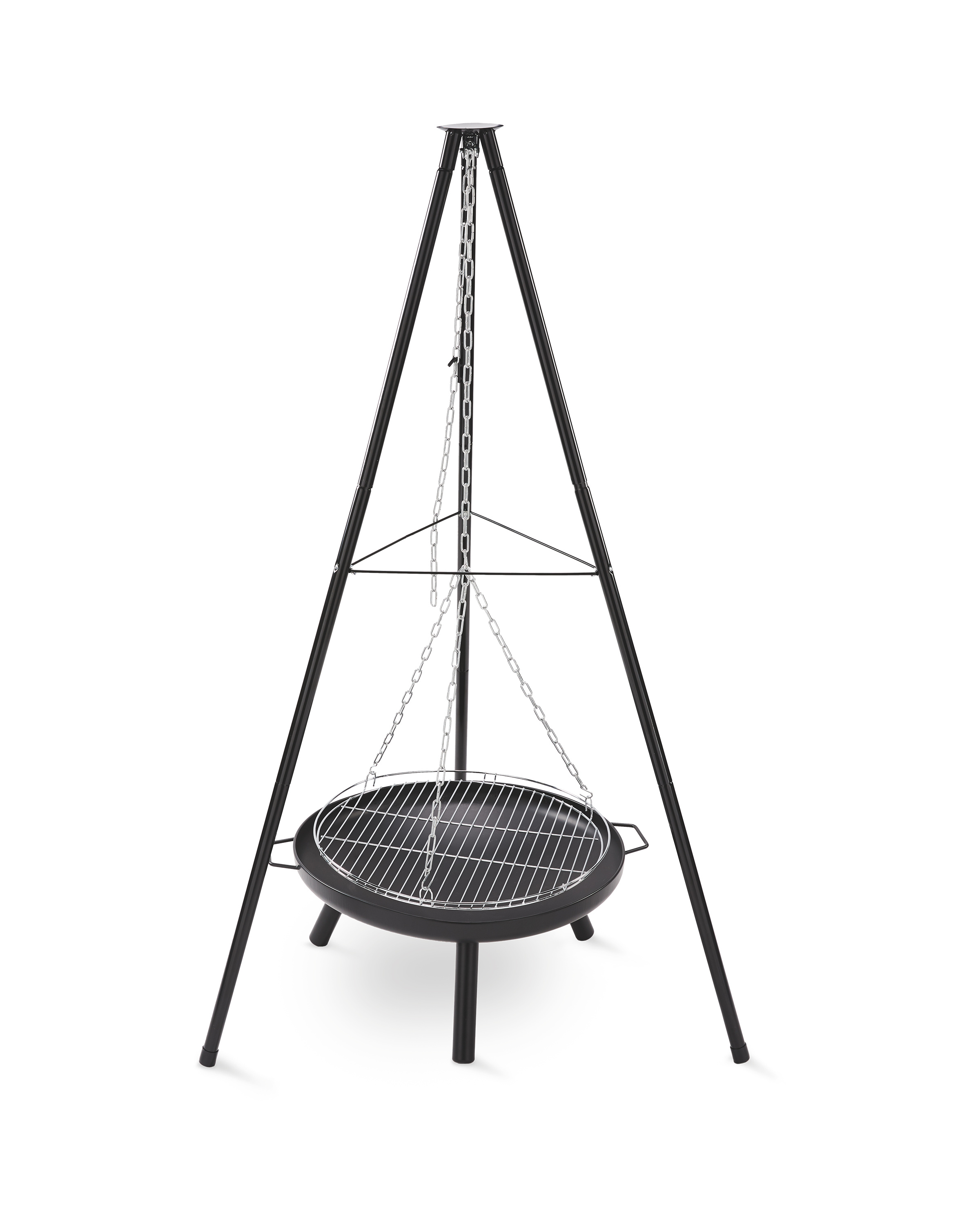 Gardenline Tripod Camping Firepit Aldi Uk, Fire Pit Tripod With Adjustable Hanging Grill