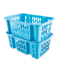 Turquoise Plastic Basket Set 2 Pack