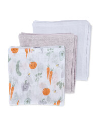 Veggie Patch Muslin Cloths 3 Pack