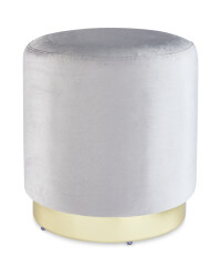Velvet Footstool - Light Grey