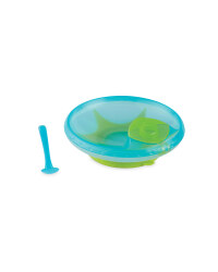 Warming Plate Suction Bowl - Aqua / Lime
