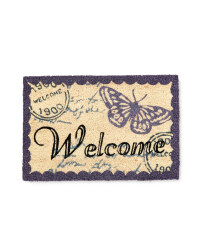 Welcome Butterfly Design Coir Mat