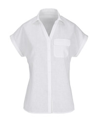 White Ladies' Linen Blend Blouse