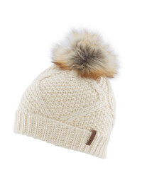 Cream Faux Fur Pompom Hat
