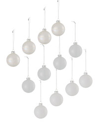 White Glass Baubles 12 Pack