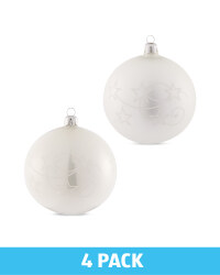 White Glass Baubles 4 Pack
