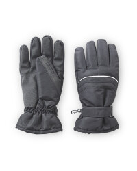 Crane Black White Ski Gloves