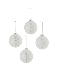 White Snowflake Baubles 4 Pack