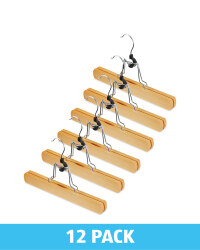Natural Wood Trouser Hangers 12 Pack