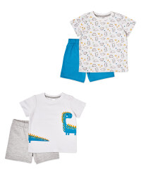 White/Blue Shorty Pyjamas 2 Pack