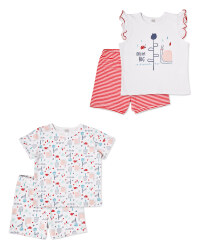 White/Red Shorty Pyjamas 2 Pack