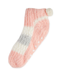 Winter Snuggle Socks Size 4-8 - Peach