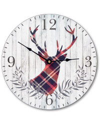 Winter Wall Clock - Tartan Stag