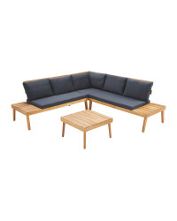 Large Wooden Sofa & Table Set
