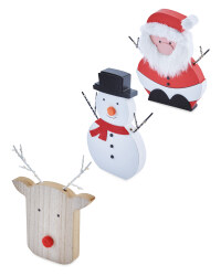 Wooden LED Festive Characters 3 Pack