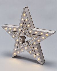 Rustic Wooden LED Stars 2 Pack