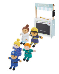 Wooden Theatre & Play Puppets Set