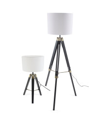 Wooden Tripod Floor & Table Lamp